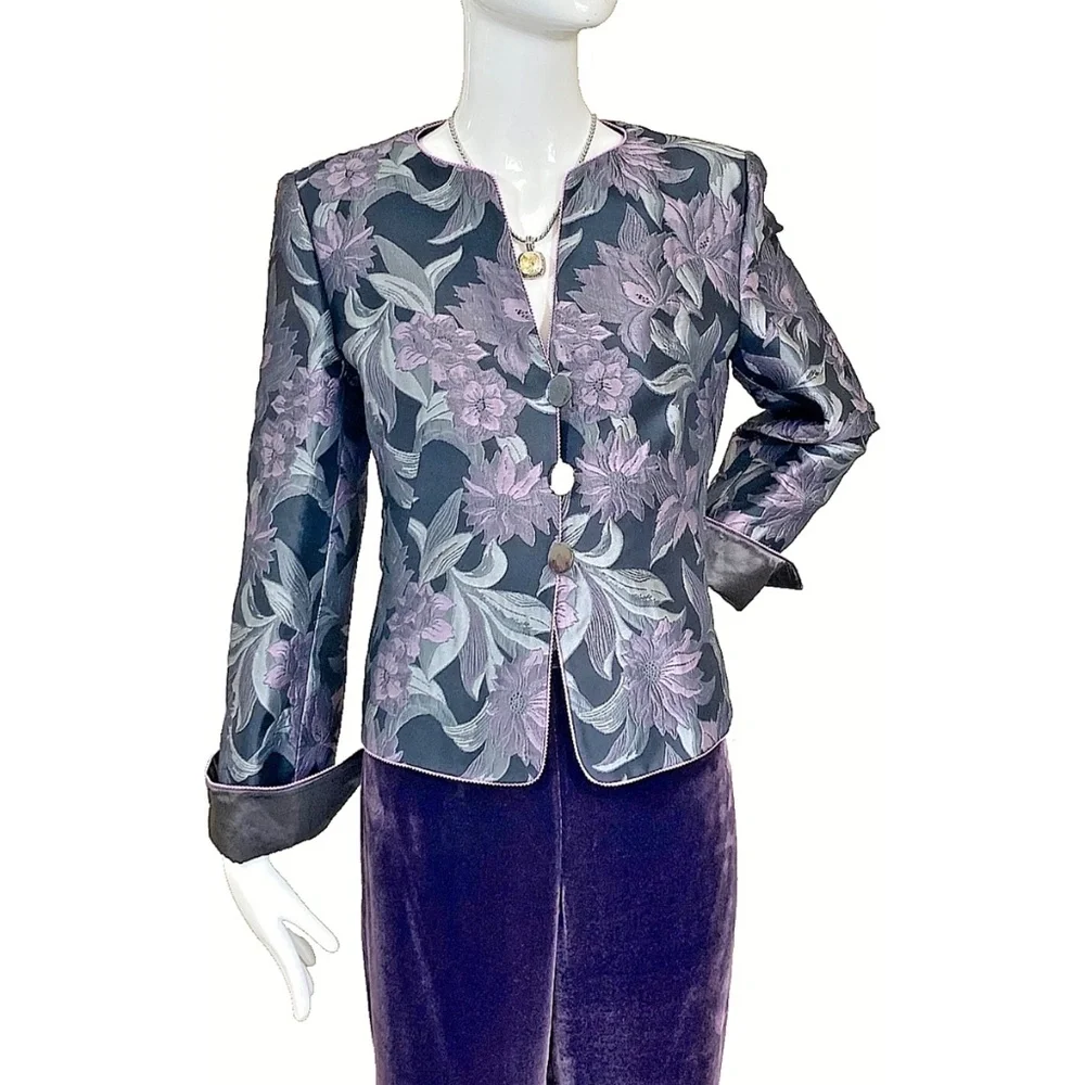 🆕🏷️ Armani Vintage Floral Silk Bend Two-Piece Ensemble Made in Italy Tags@1695